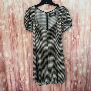 Reformation Black Plaid Mini Dress